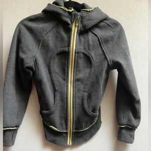 Lululemon Scuba Raw  Edge Round Hem Hoodie Jacket Zip Cotton Fleece Ribbed Sz 2